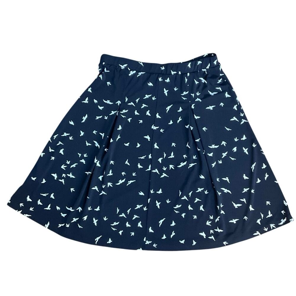 Gilli Navy Bird Print A Line Skirt Womens Medium Pull On Coastal Cottagecore - Picture 3 of 7